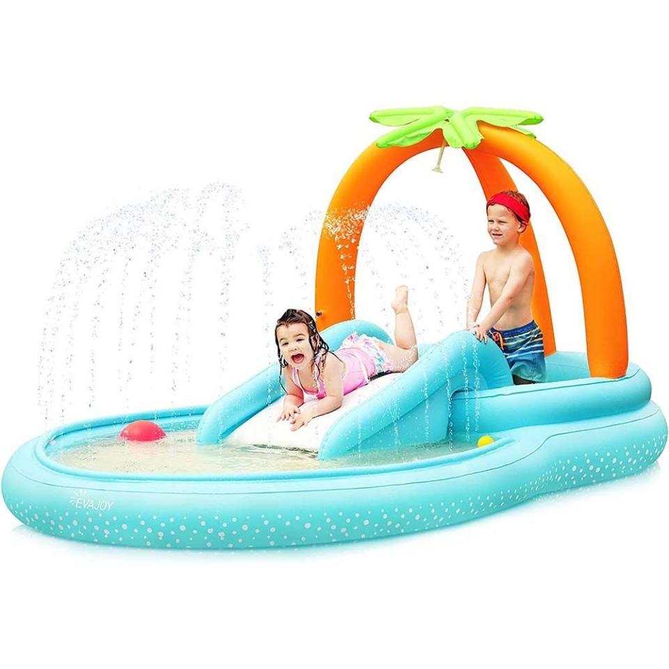 3)  Inflatable Play Center Kiddie Pool with Slide, Water Sprayers