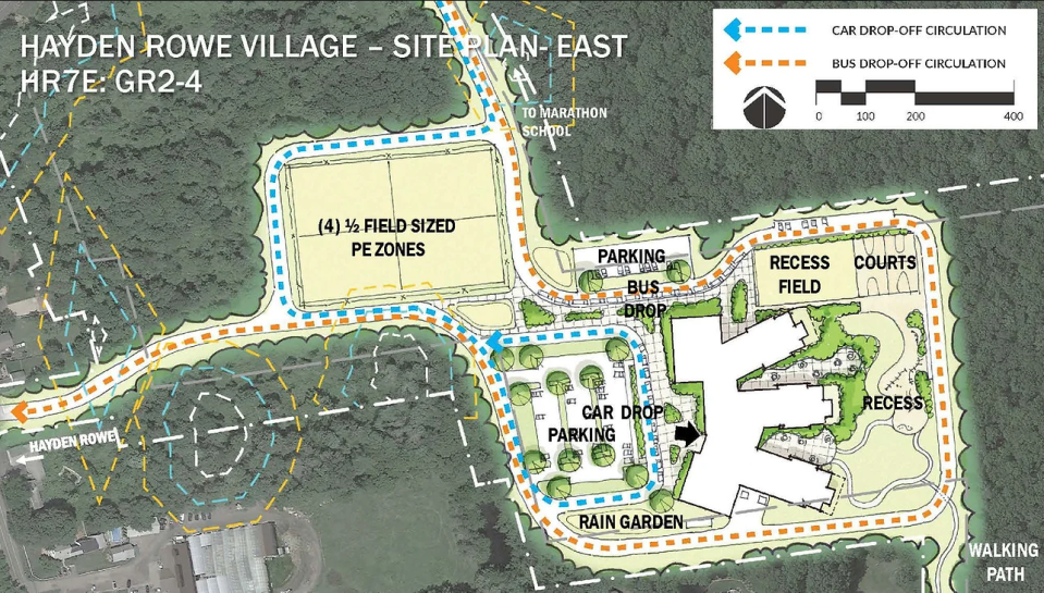 This is the proposed site plan for a new Elmwood Elementary School in Hopkinton. The design was chosen in February by the town's Elementary School Building Committee.