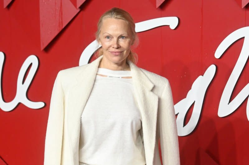 Pamela Anderson attends the Fashion Awards in London on Monday. Photo by Rune Hellestad/UPI
