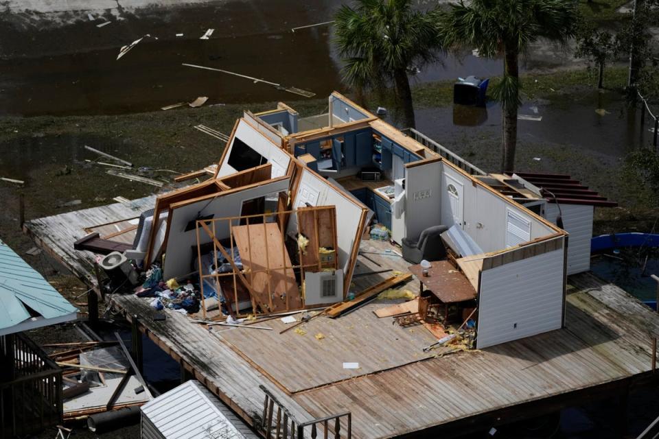 The remains of a destroyed home in Keaton Beach, Florida on August 30, 2023, following the passage of Hurricane Idalia (Copyright 2023 The Associated Press. All rights reserved.)