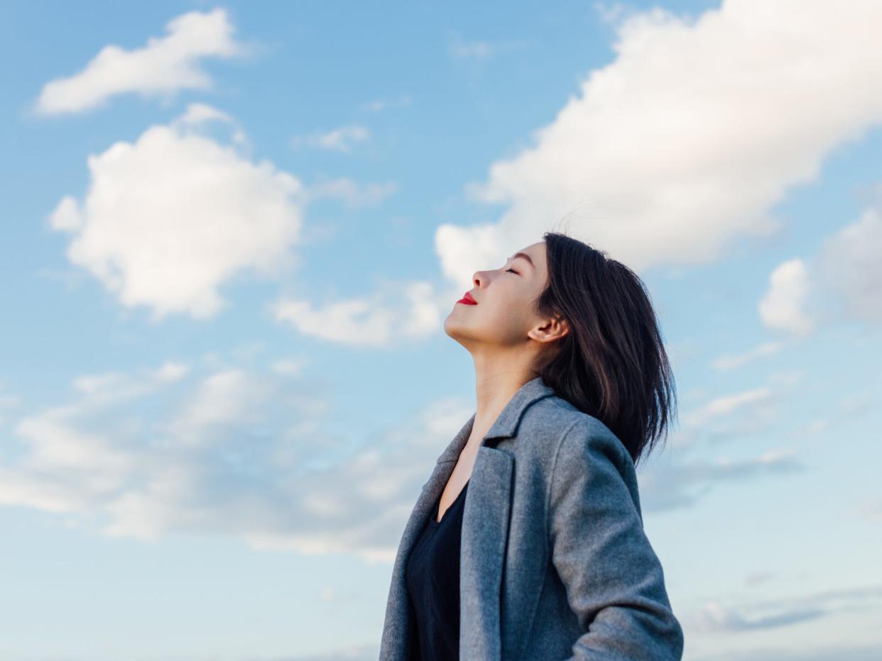 woman breathing in gratitude