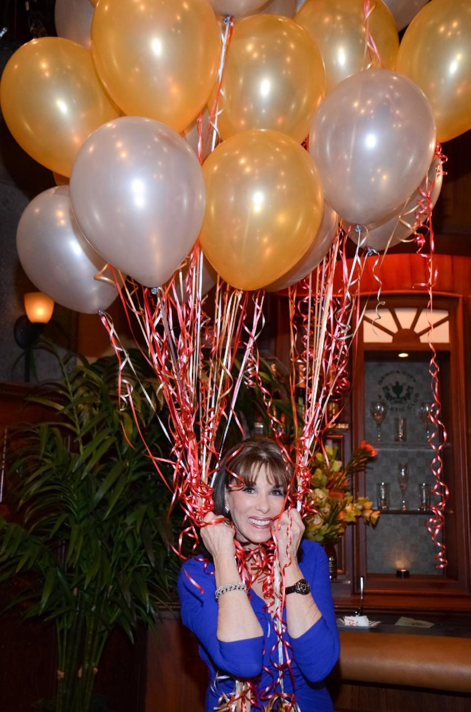 Kate Linder poses for a photo at "The Young and the Restless" 41st Anniversary, on Tuesday, March 25, 2014, in Los Angeles. (Photo by Tonya Wise/Invision/AP)