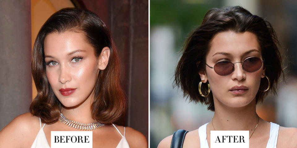 <p><strong>When:</strong> 18 July </p><p><strong>Style change:</strong> Hadid debuted her shorter hair cut yet with this soft graduated bob just after returning from holiday in Mykonos. </p>