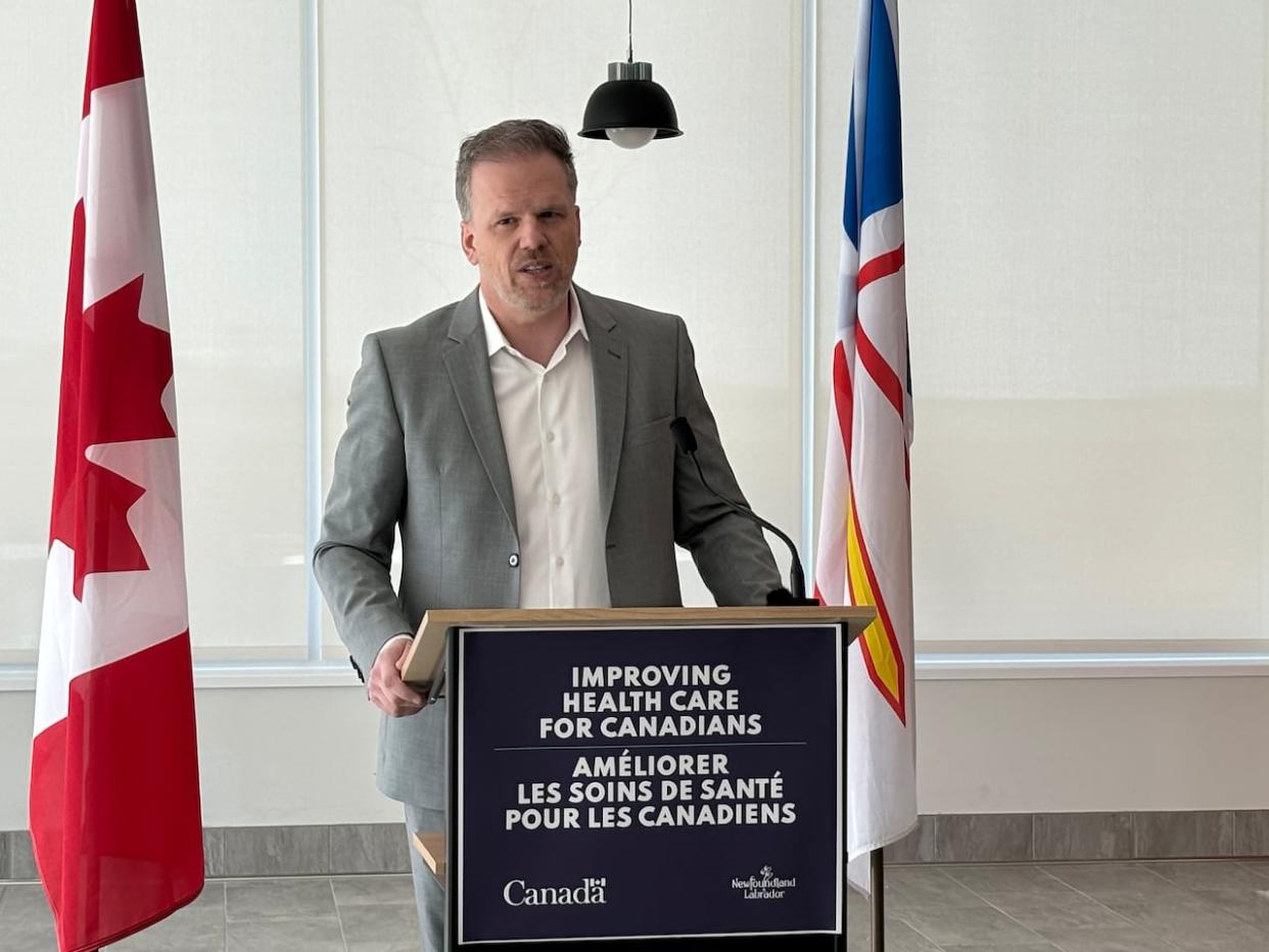 Federal Health Minister Mark Holland was in Corner Brook Monday to announce funding to enhance health-care services across Newfoundland and Labrador over the next three years. (Colleen Connors/CBC - image credit)