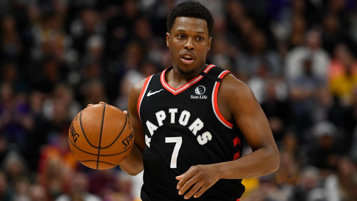 SALT LAKE CITY, UT - MARCH 09:  Kyle Lowry #7 of the Toronto Raptors in action during a game against the Utah Jazz at Vivint Smart Home Arena on March 9, 2020 in Salt Lake City, Utah.