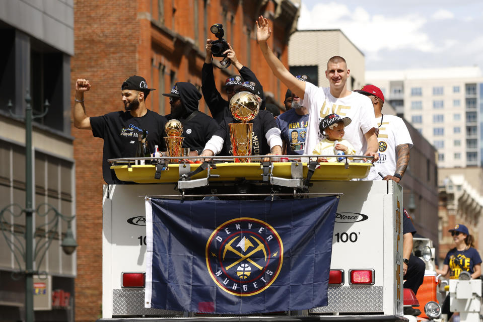 The Nuggets enjoyed themselves at their championship parade Thursday. (Photo by Justin Edmonds/Getty Images)