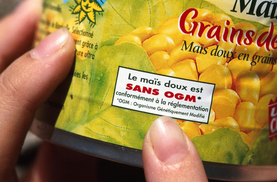 Disclosure label in French on canned corn