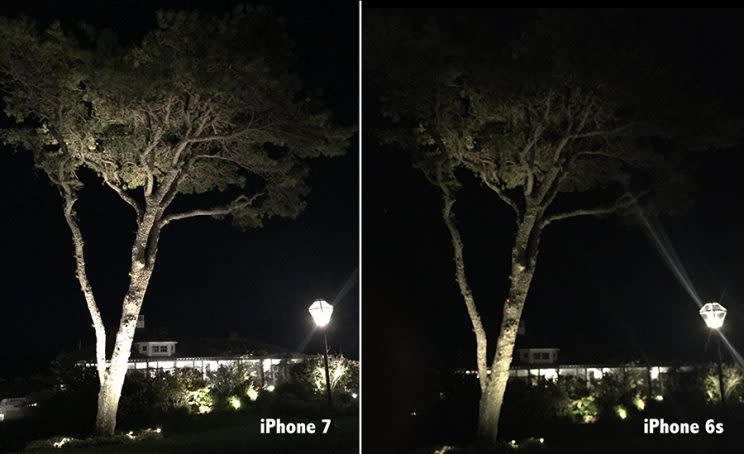 The iPhone 7's stabilizer and improved light sensitivity help in low light.