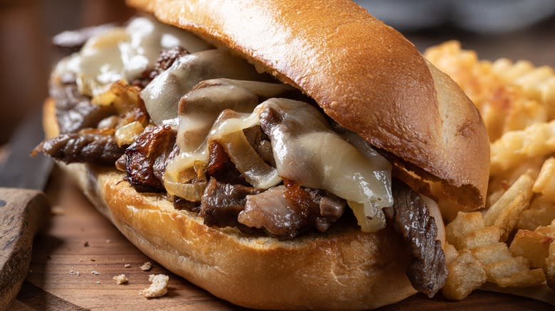 Philly cheesesteak close-up