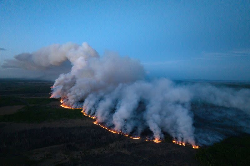 Smoke rises from the Stoddart Creek wildfire near Fort St. John