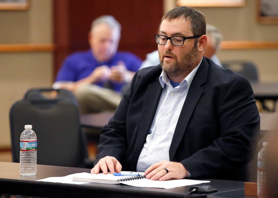 Scott Strawn speaks during a June 19 meeting of the Oklahoma Statewide Virtual Charter School Board at the Oklahoma History Center in Oklahoma City.