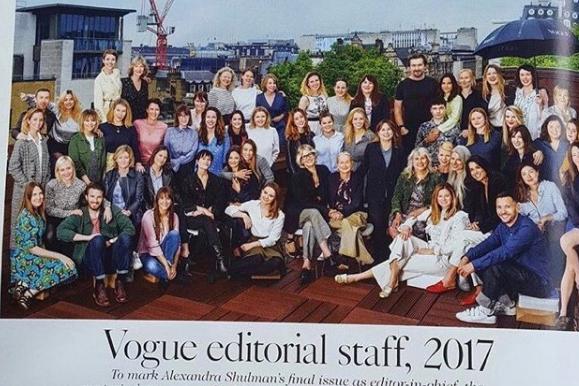 Vogue row: Supermodel Naomi Campbell has sparked debate over diversity at the magazine after posting an image of a staff photo under its previous editor: Instagram/Naomi Campbell