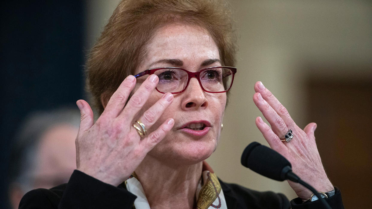 Former U.S. Ambassador to Ukraine Marie Yovanovitch during the House Intelligence Committee hearing on the impeachment inquiry into President Trump, on Capitol Hill in Washington, D.C., Nov. 15. (Photo: Jim Lo Scalzo/EPA-EFE/Shutterstock)
