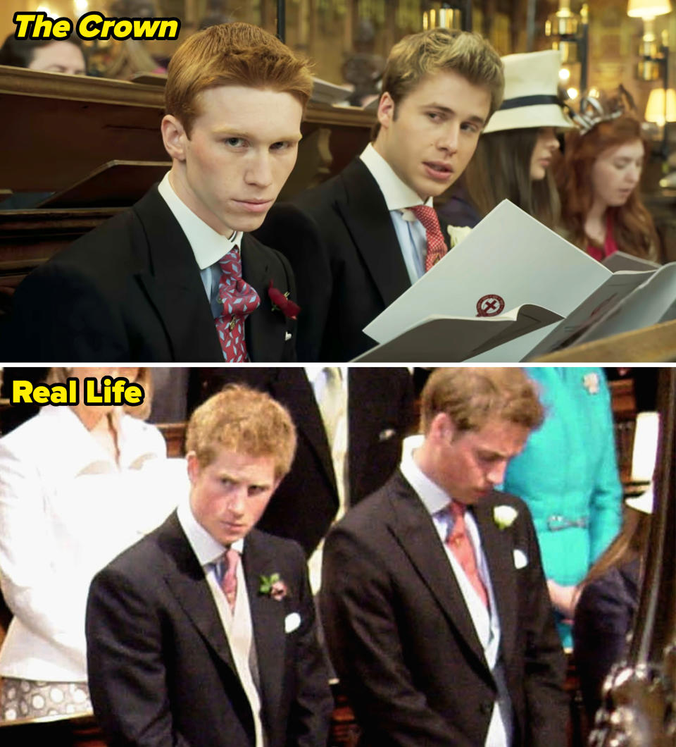 Princess Harry and William in real life vs. "The Crown"