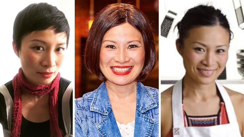 MasterChef star Poh Ling Yeow in 2019 (L and C) and in 2009 (R). Photo: Instagram/pohlingyeow and Channel Ten 