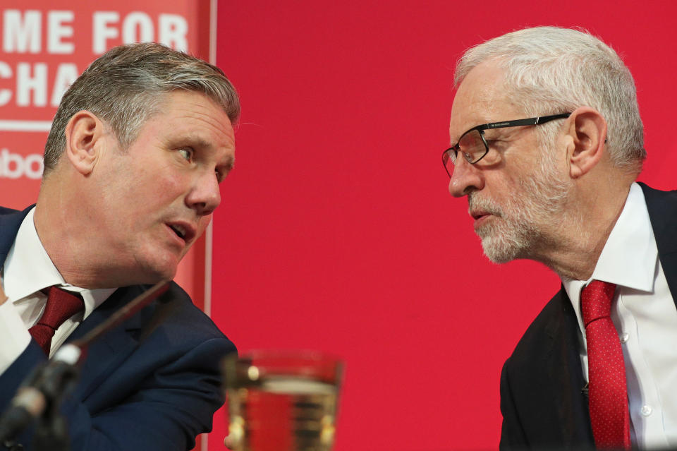 Labour Party leader Jeremy Corbyn (right) alongside shadow Brexit secretary Keir Starmer during a press conference in central London.