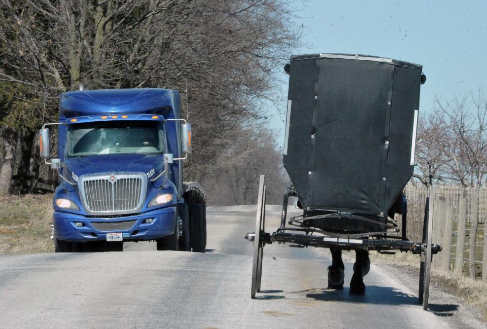 Wayne County leads the state in buggy-related crashes, according to Ohio State Highway Patrol Crash statistics. There were 135 reported crashes from 2018 to 2023. Holmes County is second with 81.