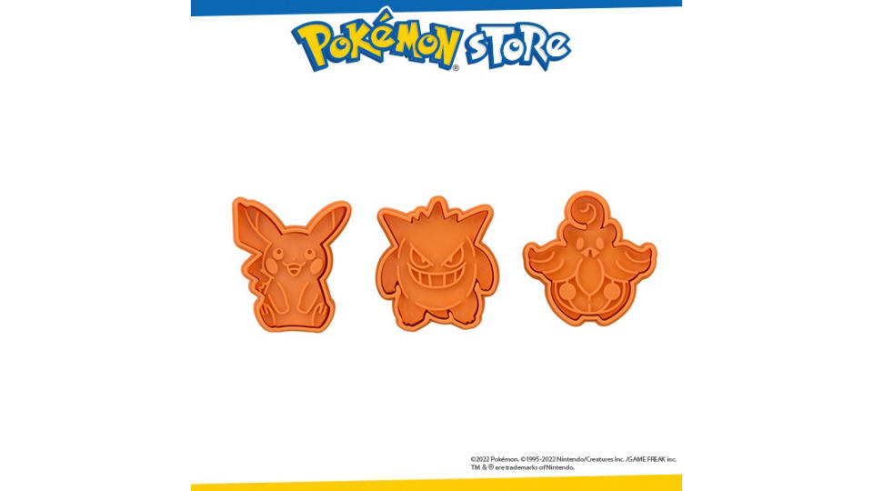 A photo of three Pokémon Center Original Cookie Stamp & Cutter Halloween Harvest Festival.