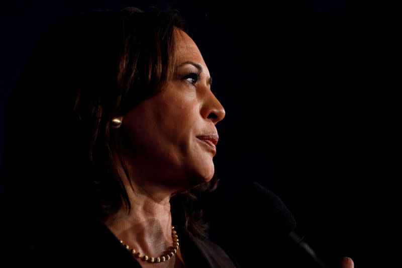 FILE PHOTO: Democratic presidential candidate California Sen. Kamala Harris attends the SEIU's Unions for All summit in Los Angeles