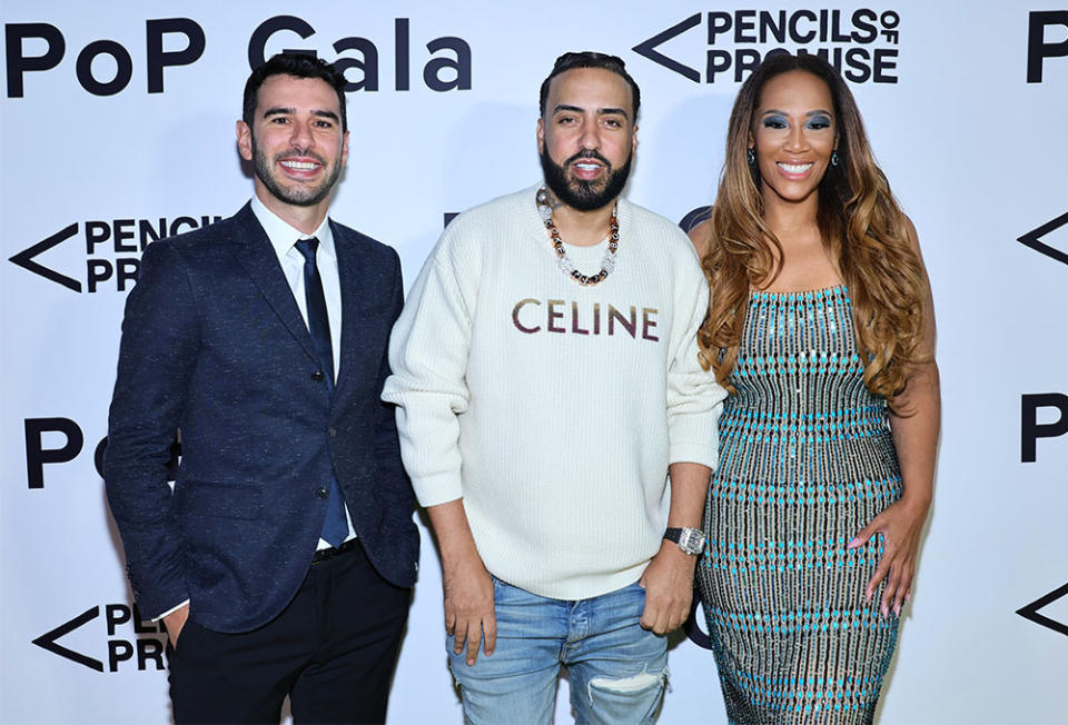 Adam Braun, French Montana, and Kailee Scales attend the 2022 Pencils of Promise Gala at Museum of Moving Image on October 20, 2022 in New York City.