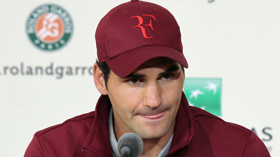 Roger Federer wearing the iconic ‘RF’ logo when he was sponsored by Nike. Pic: Getty