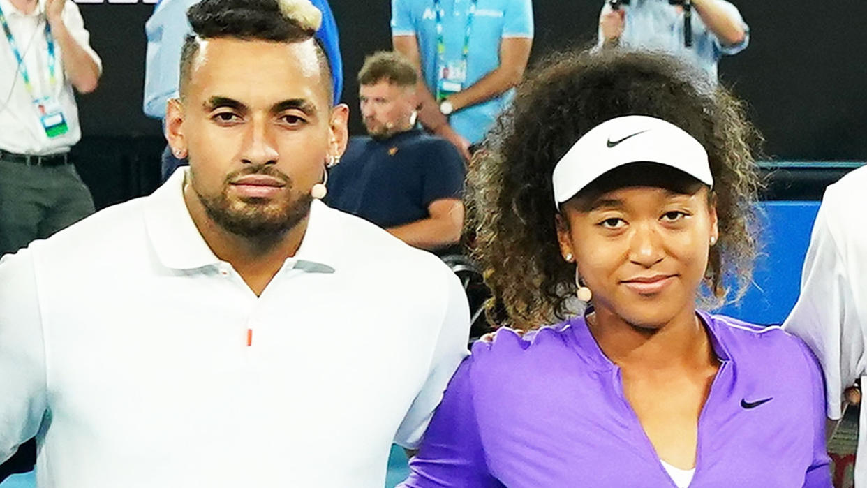 Nick Kyrgios and Naomi Osaka, pictured here at the Australian Open in 2020.