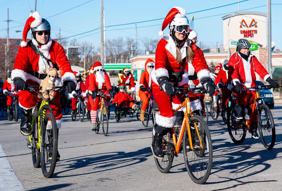 1,200 cyclists pre-registered for the Santa Cycle Rampage, a 12-mile bike ride hosted by the Wisconsin Bike Fed, with hundreds more showing up the day of and joining along the route on Saturday December 3, 2022 in Milwaukee, Wis.