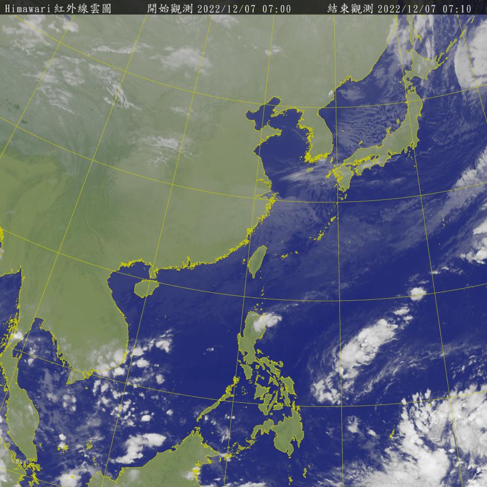 週五（9日）東北季風增強。（圖／中央氣象局）