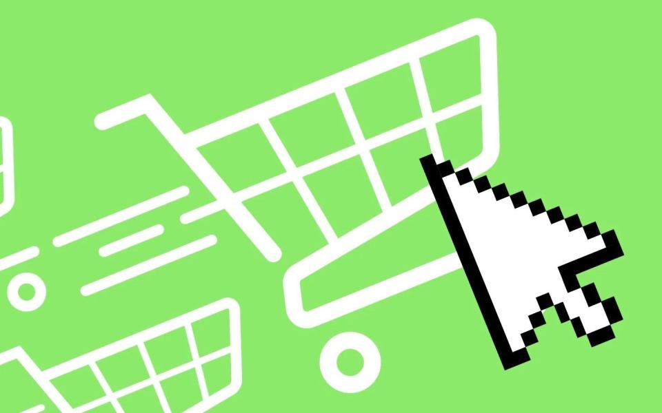 An online shopping cart with a cursor