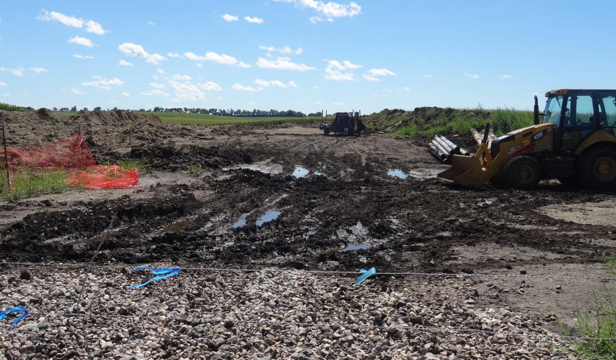 Ruts and depressions in the land, such as these and sometimes worse, occasionally resulted during construction of the Dakota Access Pipeline route that runs through Peggy Hoogestraat's land in western Minnehaha County. The ruts can make farming difficult and cause damage to the legs and feet of cattle.