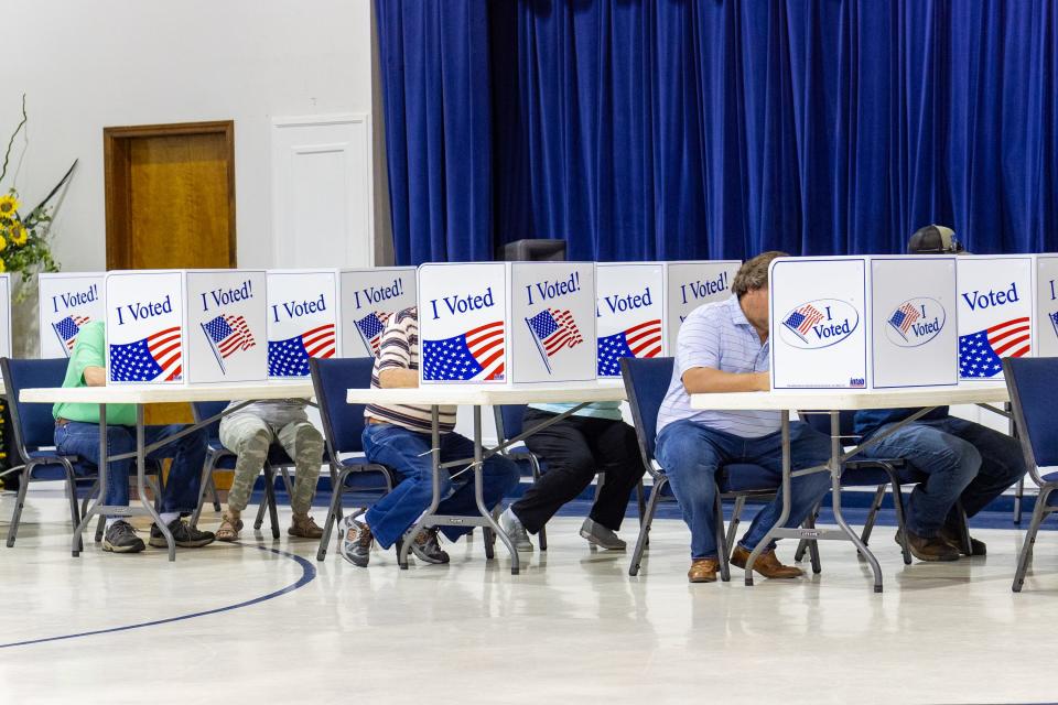 Rankin County citizens vote at Pilgrim Rest Missionary Baptist Church in Brandon, Miss., during the primary election Tuesday, Aug. 8, 2023.