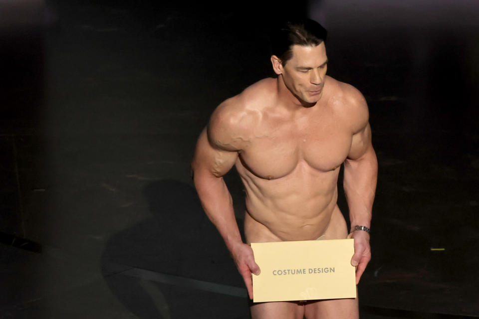 HOLLYWOOD, CALIFORNIA - MARCH 10: John Cena speaks onstage during the 96th Annual Academy Awards at Dolby Theatre on March 10, 2024 in Hollywood, California. (Photo by Kevin Winter/Getty Images)