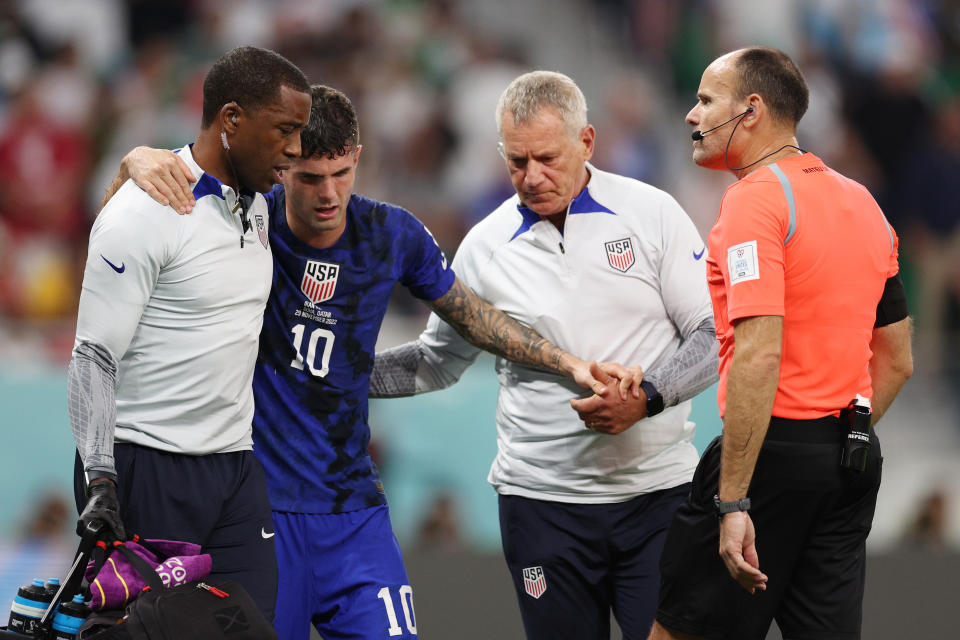 Estados Unidos perdió a Christian Pulisic después de su gol a Irán en Qatar 2022. (Dean Mouhtaropoulos/Getty Images)