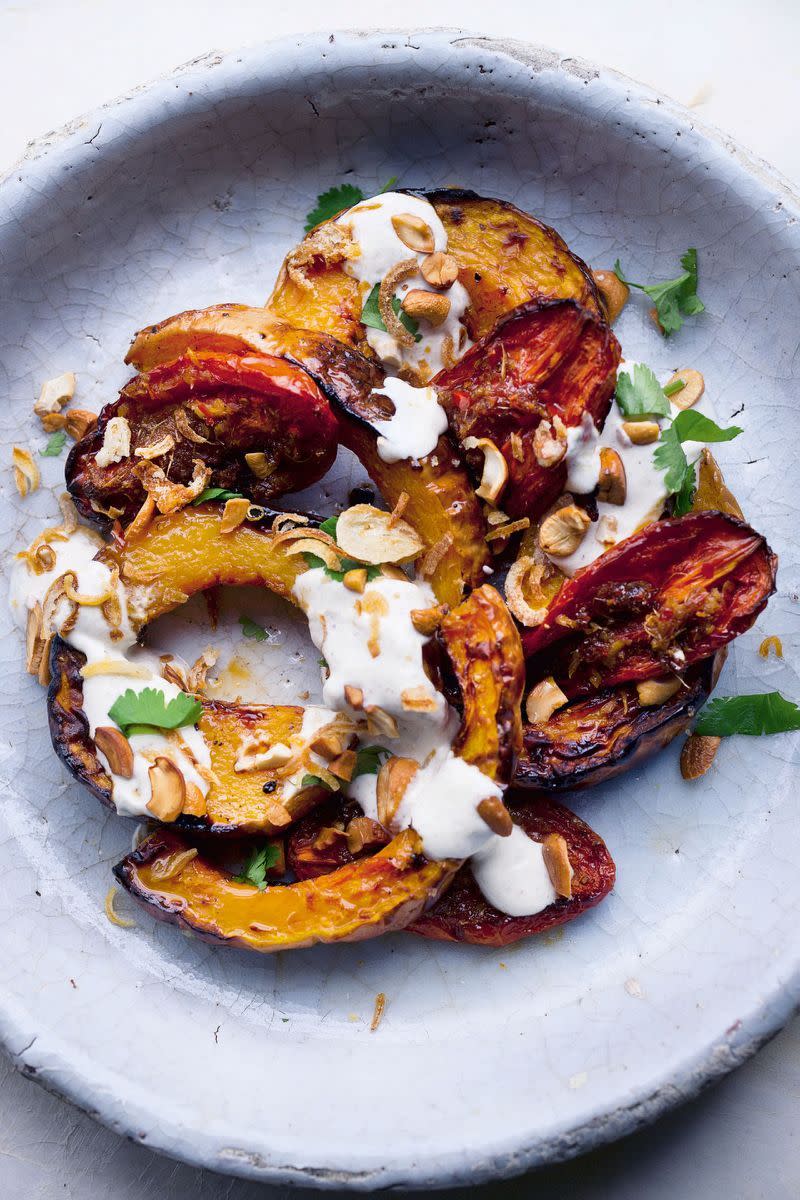 Butternut Squash with Ginger Tomatoes and Lime Yogurt