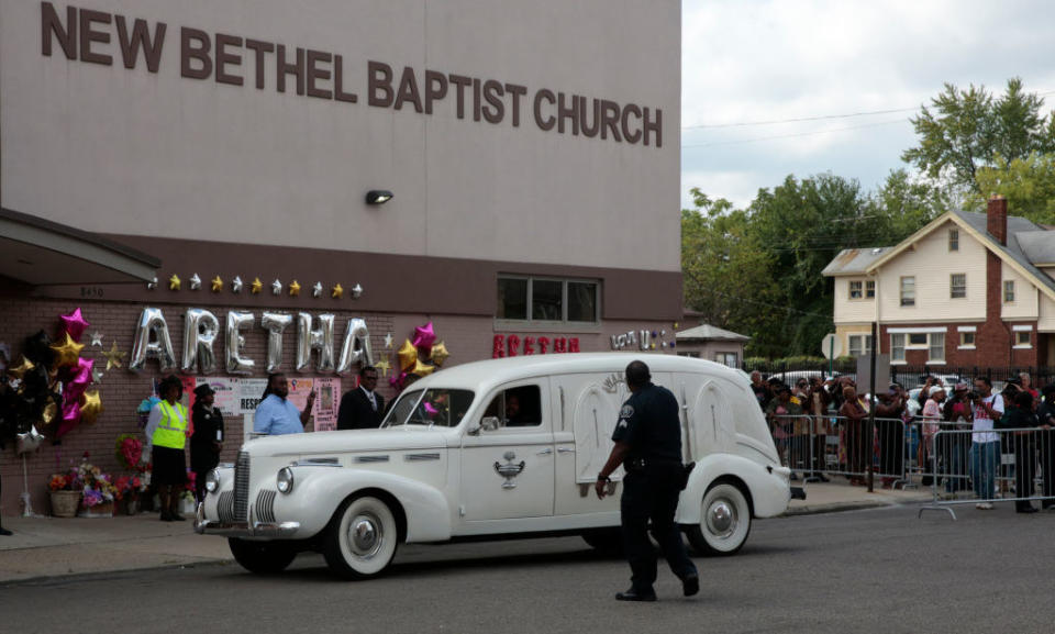 Outside the church where Aretha Franklin's funeral services were held