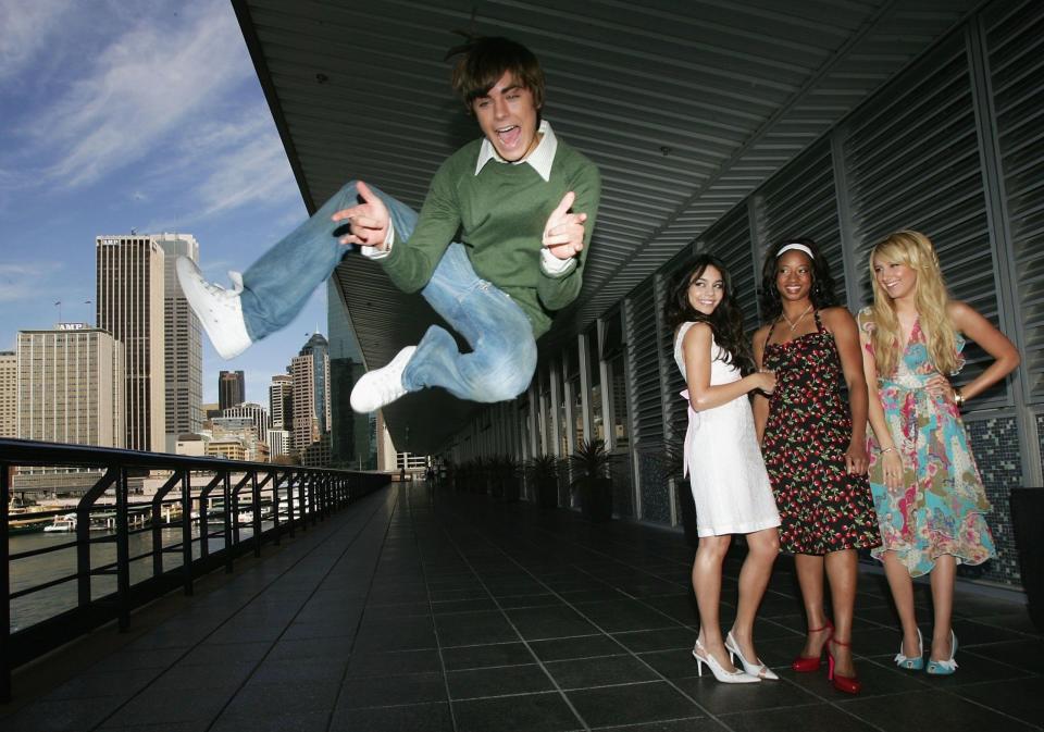 <p>Zac, Vanessa, Monique, and Ashley got to travel Down Under for a movie premiere. Here's Zac jumping for joy, I guess? Or just jumping because he can.</p>