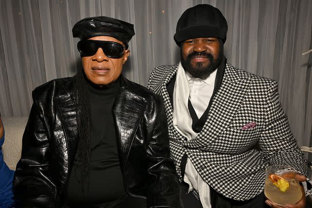 <p>Lester Cohen/Getty Images</p> Stevie Wonder and Gregory Porter