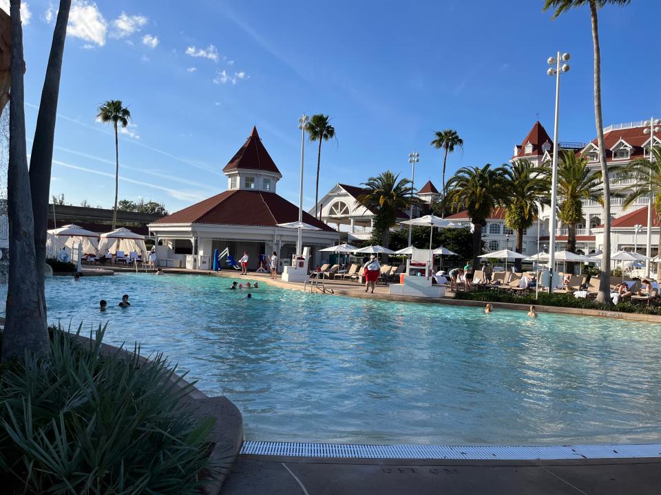 shot of the main pool area at the grand floridian resort