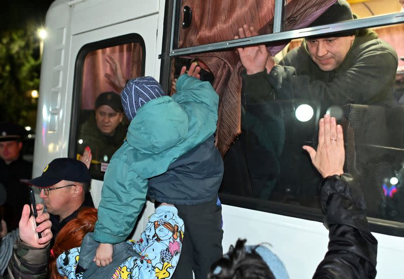 FILE PHOTO: People bid farewell to reservists drafted during the partial mobilisation in Omsk region