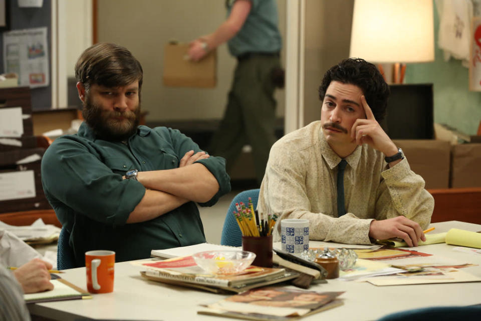 Stan Rizzo (Jay R. Ferguson) and Michael Ginsberg (Ben Feldman) in the "Mad Men" episode, "Man With a Plan."