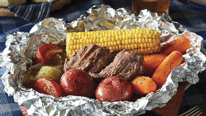 unwrapped cracker barrel campfire meal