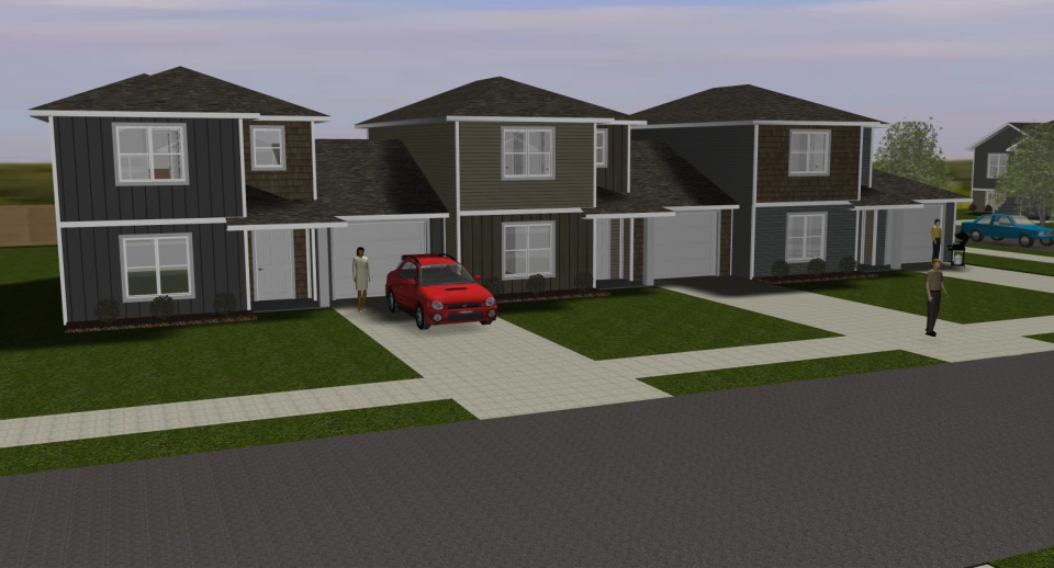 A rendering of Greater Green Bay Habitat for Humanity's new 14-unit affordable housing subdivision planned for Richmond Street, on Green Bay's east side. The subdivision will add six townhouses and eight "raised ranch" homes on Richmond Street.