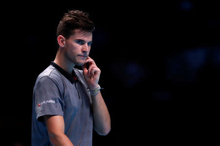 Tennis - ATP Finals - The O2, London, Britain - November 13, 2018 Austria's Dominic Thiem during his group stage match against Switzerland's Roger Federer Action Images via Reuters/Andrew Couldridge