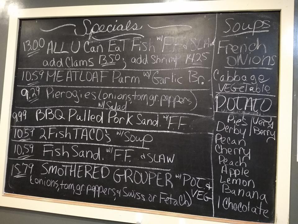 The Coventry Diner posts daily specials on a chalkboard.