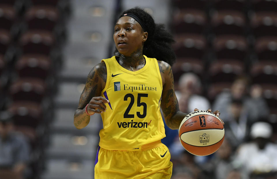 Los Angeles Sparks' Cappie Pondexter during a preseason WNBA basketball game.