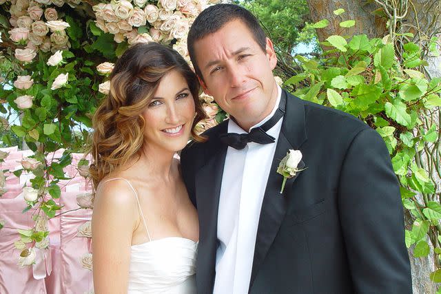 <p>Nick Gossen/Courtesy of AdamSandler.com/Getty</p> Adam Sandler and wife Jackie on their wedding day