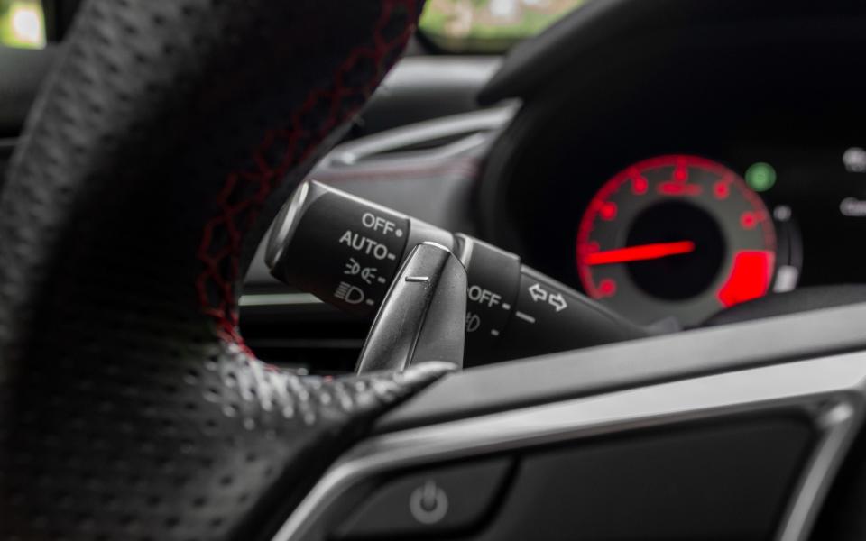 The 2021 Acura TLX A-Spec's paddle shifters.