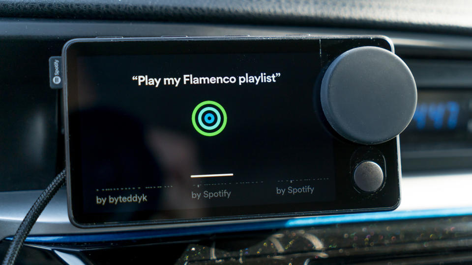 Using voice access on Spotify Car Thing.