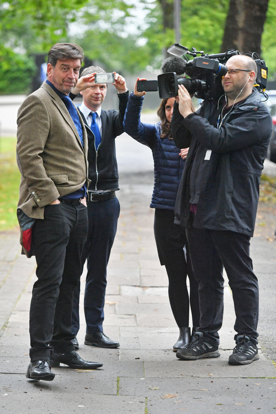 Nick Knowles outside Cheltenham Magistrates' Court, Cheltenham, after being banned from driving for six months and fined almost ??1,500 for speeding and using his mobile phone at the wheel.