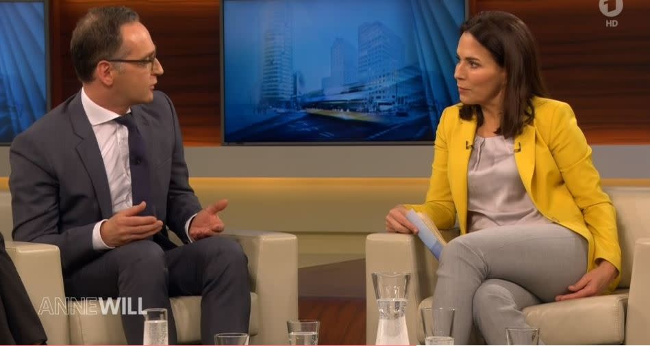 Heiko Maas (SPD) diskutiert mit Anne Will: “Wir geben vollkommen zurecht mehr Geld für die Bundeswehr aus.” Foto: Screenshot ARD